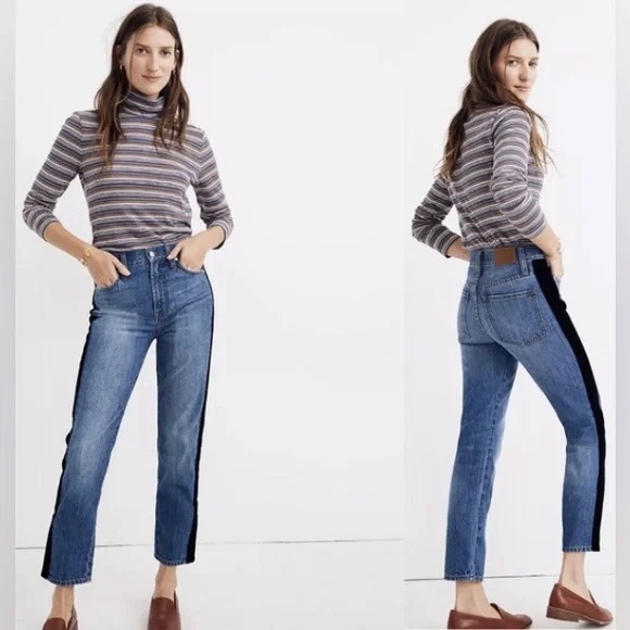 Madewell Denim - Madewell Perfect Vintage Jeans Size‎ 26 Blue Denim with Black Stripe
